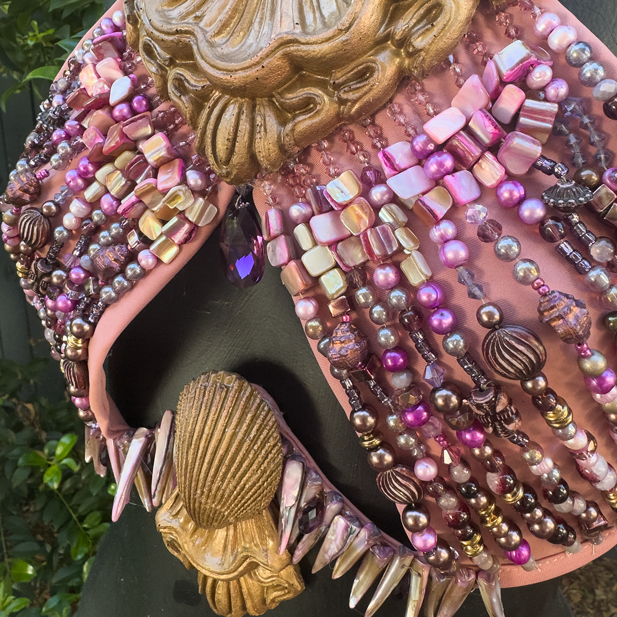 Bronze Beaded Halter Top