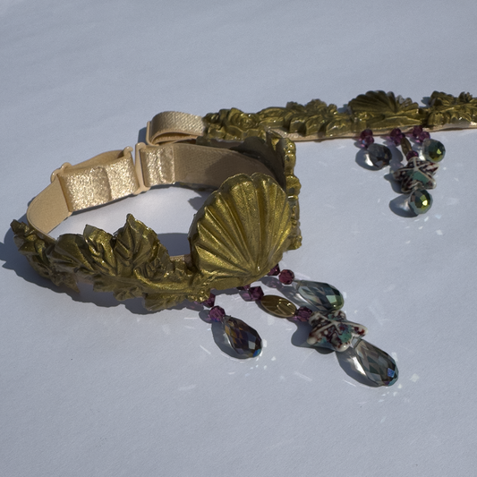 Scallop Armband Gold Purple Crystal